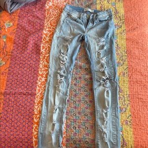 Mudd Women's Sky Blue Ripped Skinny Jeans